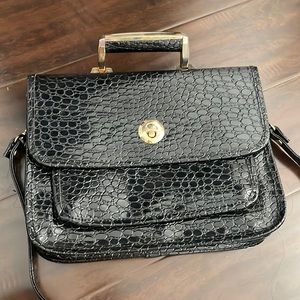 Black leather bag